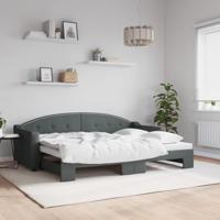 Slaapbank met onderschuifbed 80x200 cm stof donkergrijs - thumbnail