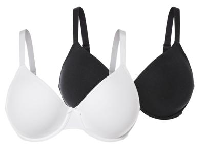 esmara 2 dames BH&apos;s (Zwart/wit, 90E)