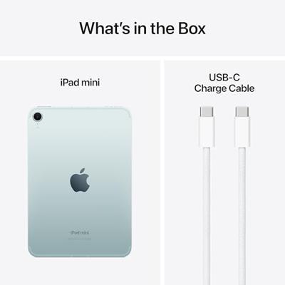 Apple iPad mini (A17 Pro): 8,3‑inch Liquid Retina-display, 128 GB, wifi 6E + 5G mobiel internet, 12‑MP camera aan de voorkant/12‑MP camera aan de achterkant, Touch ID – Blauw