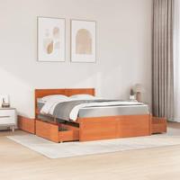 Bed met lades en matras massief grenenhout wasbruin 140x190 cm - thumbnail