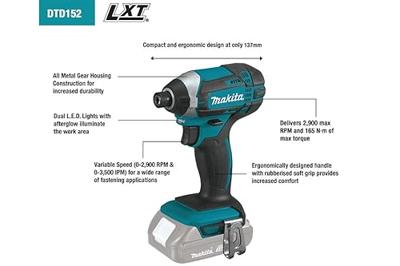 Makita DTD152Z Accu slagschroevendraaier 165Nm 18V Basic Body - thumbnail