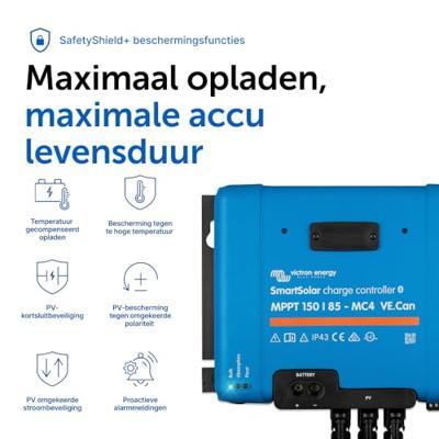 Victron Energy SmartSolar 150/85-MC4 VE.Can Laadregelaar voor zonne-energie MPPT 12 V, 24 V, 48 V 85 A Victron Energy SmartSolar 150/85-MC4 VE.Can Laadregelaar voor zonne-energie MPPT 12 V, 24 V, 48 V 85 A