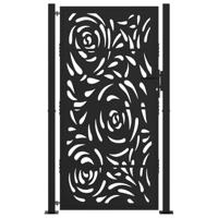 Poort met vlamontwerp 105x180 cm staal zwart - thumbnail