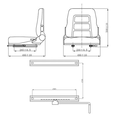 VidaXL Heftruck- en tractorstoel met verstelbare rugleuning zwart - thumbnail