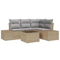 Tuinbankenset met opslag Beige en Licht Grijs poly rattan - thumbnail