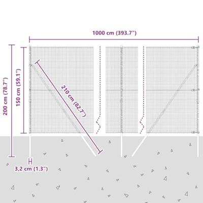 VidaXL Afrasteringspaal zilver 10 x 1,5 m (25 x 25 mm gaas) staal