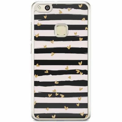 Huawei P10 Lite siliconen hoesje - Hart streepjes