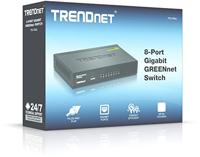 TRENDnet TEG-S82G 8-Port Gigabit GREENnet Switch, Ethernet Splitter, 10/100/1000 Mbps, ventilatorloos, 16 Gbps schakelcapaciteit, metalen behuizing, plug & play,zwart - thumbnail