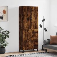 Hoge kast 69,5x34x180 cm bewerkt hout gerookt eikenkleurig - thumbnail