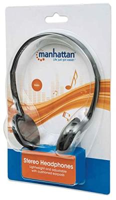 Manhattan 177481 Computer On Ear koptelefoon Kabel Stereo Zwart Hoofdband