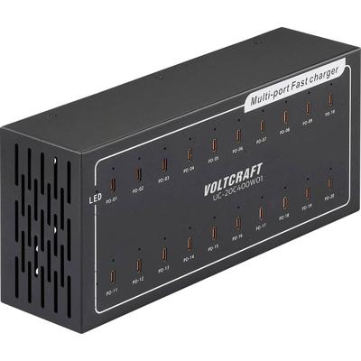 VOLTCRAFT UC-20C400W01 USB-oplader 400 W 20x USB-C USB PD Zwart Binnen USB Power Delivery (USB-PD)