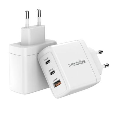 Mobilize Wall Charger 2x USB-C + 1x USB GaN 65W with PD/PPS White