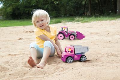 Lena tractor Truxx meisjes 37 x 17 cm roze/grijs 2 delig