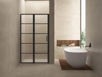 Wiesbaden Horizon nisdeur met vast deel en raster 1300 x 2000 x 8mm nano helder glas/mat zwart 20.3575 - thumbnail