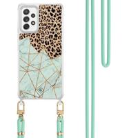 Samsung Galaxy A52(s) hoesje met mint koord - Luipaard marmer mint - thumbnail