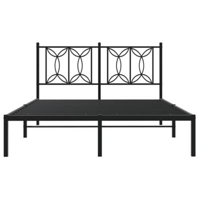 Bedframe met hoofdbord metaal zwart 140x200 cm - thumbnail
