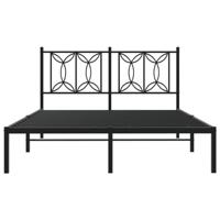 Bedframe met hoofdbord metaal zwart 135x190 cm - thumbnail