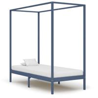 Hemelbedframe massief grenenhout grijs 90x200 cm - thumbnail