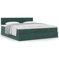 Ottoman bed met matras 160x200cm fluweel donkergroen - thumbnail