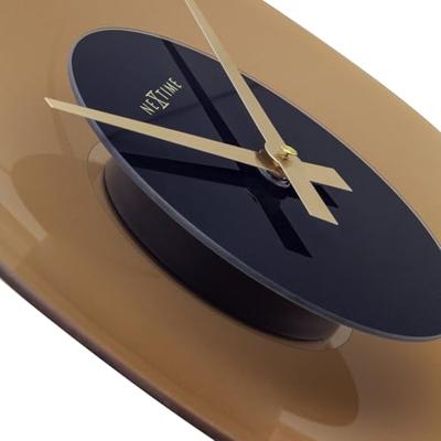NeXtime NE-8196BR Stille Wandklok - 40cm - Mat Bruin - Glas - "Float" NeXtime NE-8196BR Stille Wandklok - 40cm - Mat Bruin - Glas - "Float"