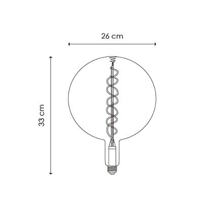 Edison Vintage LED filament lichtbron Spiraal - Rook - G260 Global - Retro LED lamp - 26/26/33cm - geschikt voor E27 fitting - Dimbaar - 6W 180lm 1800K - warm wit licht