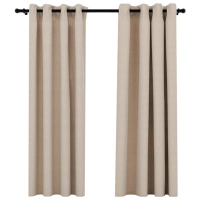 VidaXL Gordijnen linnen-look verduisterend ogen 2 st 140x175 cm beige