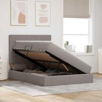 Opslag bed met matras met opslag Taupe 140 x 200 cm Nep Leer - thumbnail