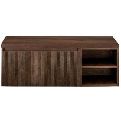 Frozen 3D Badmeubelset 120 cm - Greeplijst in Kleur - Wastafel Regaalkast met Bovenblad Dark Oak