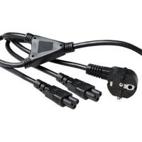 ACT AK5208 Stroom Splitskabel randaarde stekker Schuko CEE7/7 male (haaks) - 2 x C5 | Zwart | 1,80 meter - thumbnail
