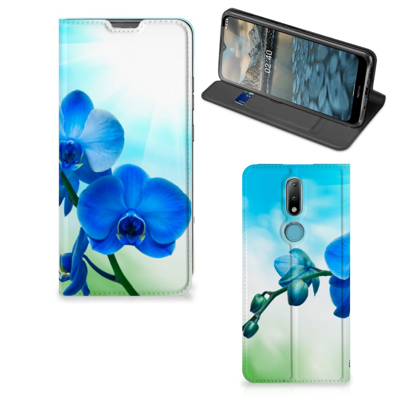 Nokia 2.4 Smart Cover Orchidee Blauw - Cadeau voor je Moeder Nokia 2.4 Smart Cover Orchidee Blauw - Cadeau voor je Moeder