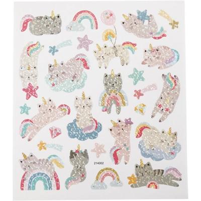 Creativ Company Stickers, unicorn katten, vel 15x16,5 cm, 1 vel Creativ Company Stickers, unicorn katten, vel 15x16,5 cm, 1 vel