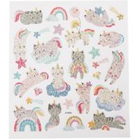 Creativ Company Stickers, unicorn katten, vel 15x16,5 cm, 1 vel - thumbnail