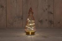 B.O.T. Tree Glass 10X23,5 cm Pink With Golden Base 10Led kerstverlichting Anna's Collection - Annas collection - thumbnail