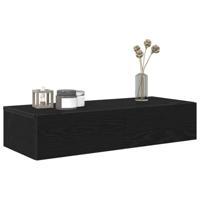 Wandschap met lades 80x33x17 cm bewerkt hout zwart - thumbnail