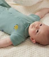 Kort boxpakje voor baby's met rond kraagje PETIT BATEAU saliegroen - thumbnail