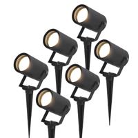 Set van 6 Spikey LED prikspots - GU10 4 Watt 345 Lumen - Dimbaar - Kantelbaar - 4000K neutraal wit - IP64 Waterdicht - Zwart - Tuinspots - Pinspots - thumbnail