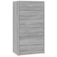 Dressoir met 6 lades 50x34x96 cm bewerkt hout grijs sonoma - thumbnail
