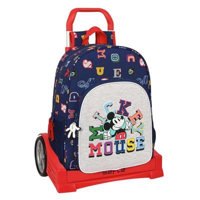 Schoolrugzak met Wielen Mickey Mouse Clubhouse Only one Marineblauw (33 x 42 x 14 cm)