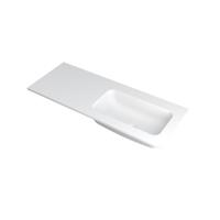 INK Faktor Wastafel Polystone Rechts Zonder Kraangat - 1200x450x15 mm - Mat Wit - thumbnail