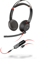 Plantronics Blackwire 5220 Binaural hoofdband zwart, rood - headsets (Call Center/bureau, hoofdband, zwart, rood, knop, kunstleer, metaal, kunststof) - thumbnail
