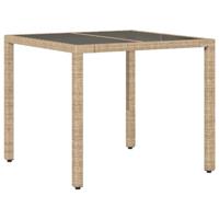 5-delige Tuinset met kussens poly rattan en glas beige - thumbnail