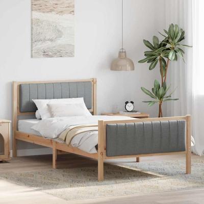 Bedframe Bruin en lichtgrijs 100 x 200 cm Massief grenenhout