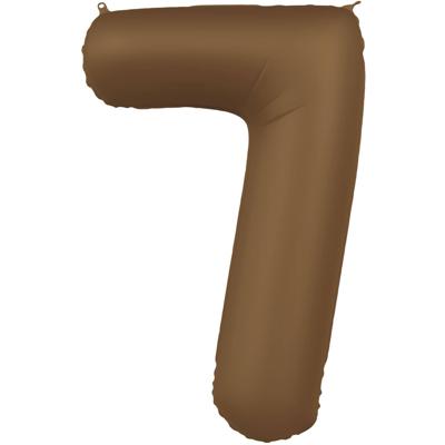 Folieballon Cijfer 7 Bruin Mat (86cm)