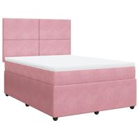 Boxspring met matras fluweel roze 160x200 cm - thumbnail