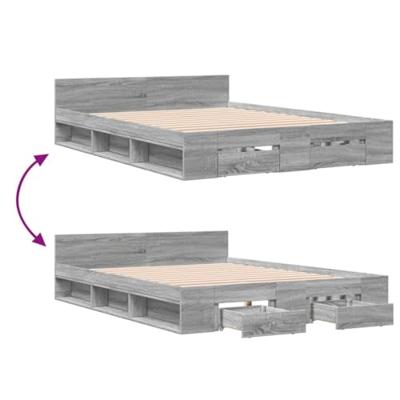 Bedframe met lades bewerkt hout grijs sonoma eiken 140x190 cm