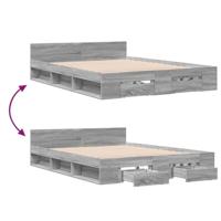 Bedframe met lades bewerkt hout grijs sonoma eiken 140x190 cm - thumbnail