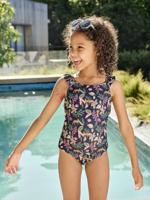 Badpak met print voor meisjes familiecollectie inktblauw - thumbnail