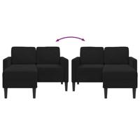 2-zitsbank met ligstoel L-vormig 125 cm fluweel zwart - thumbnail