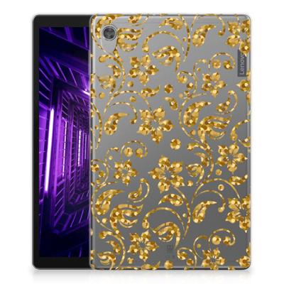 Lenovo Tab M10 HD (2de generatie) | Siliconen hoesje | Gouden Bloemen