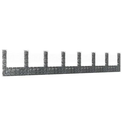 Schanskorf U-vormig met 8 palen 860x20x150 cm ijzer Schanskorf U-vormig met 8 palen 860x20x150 cm ijzer